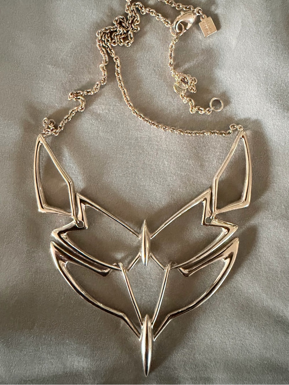 Alexis Bittar Gold Tone Geometric Fox Silhouette Necklace (Like New)